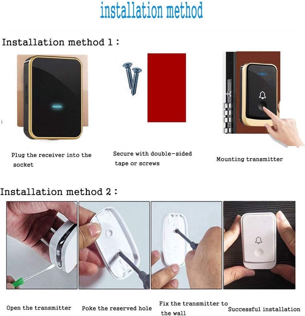 Deurbel Zwart –  2 Ontvangers