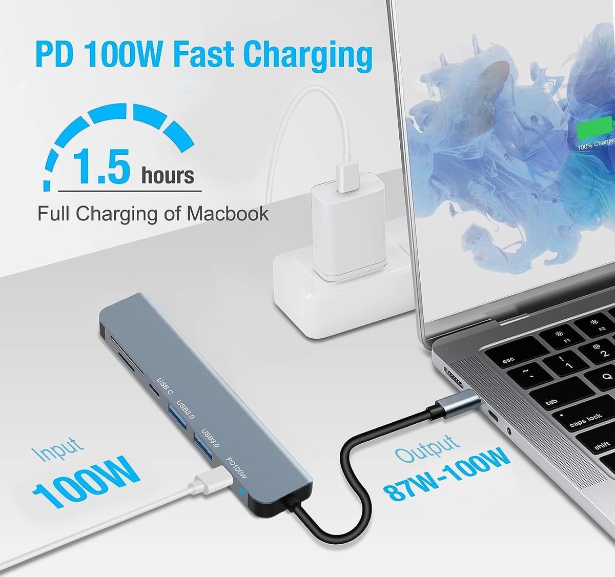 USB Splitter - USB C Hub - 7 Poorten - HDMI - USB 3.0 - USB C - Micro SD Kaart