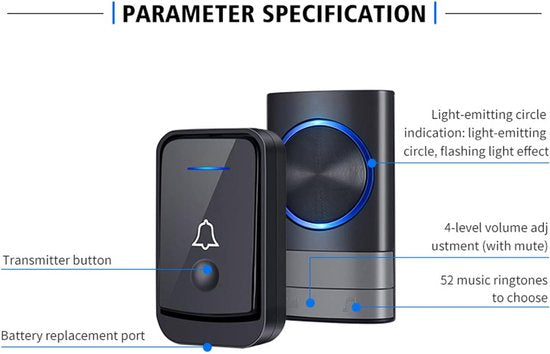 Deurbel Zwart –  1 Ontvanger