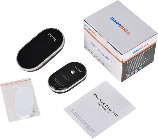 Contactloze Deurbel Zwart – 1 Ontvanger