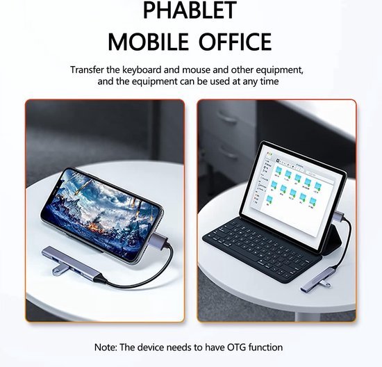 USB Splitter - USB C Hub - Aluminium - 4 Poorten - USB 3.0