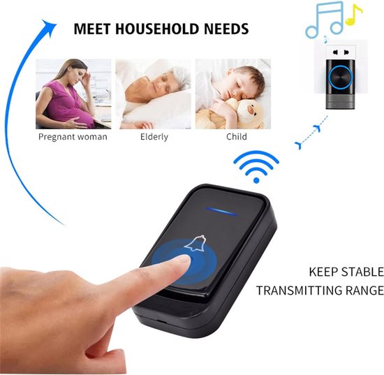 Deurbel Zwart –  1 Ontvanger