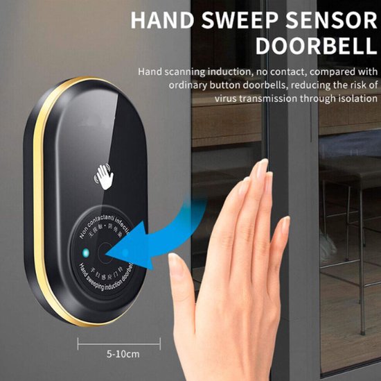 Contactloze Deurbel Zwart – 2 Ontvangers