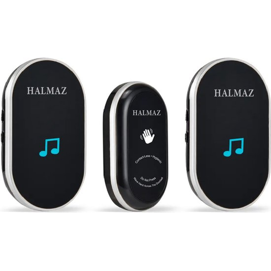 Contactloze Deurbel Zwart – 2 Ontvangers