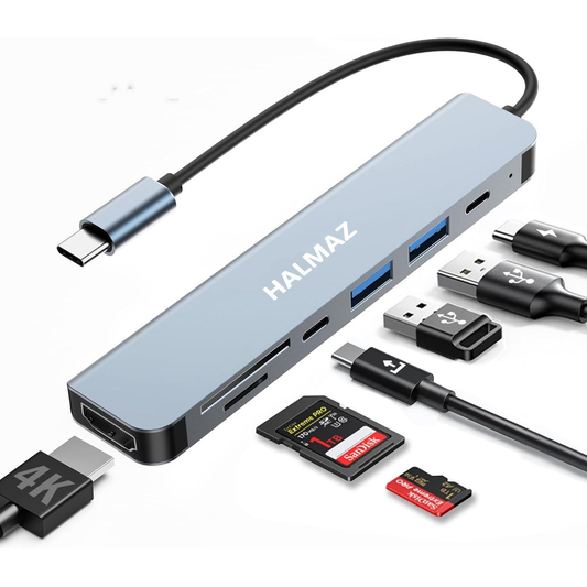 USB Splitter - USB C Hub - 7 Poorten - HDMI - USB 3.0 - USB C - Micro SD Kaart