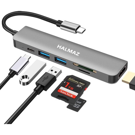 USB Splitter - USB C Hub - 6 Poorten - HDMI - USB 3.0 - USB C - Micro SD Kaart